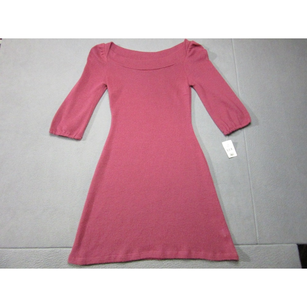 Fire Los Angeles Knit Dress Womens L Pink NWT Winesap Mini Boat Neck F4328409